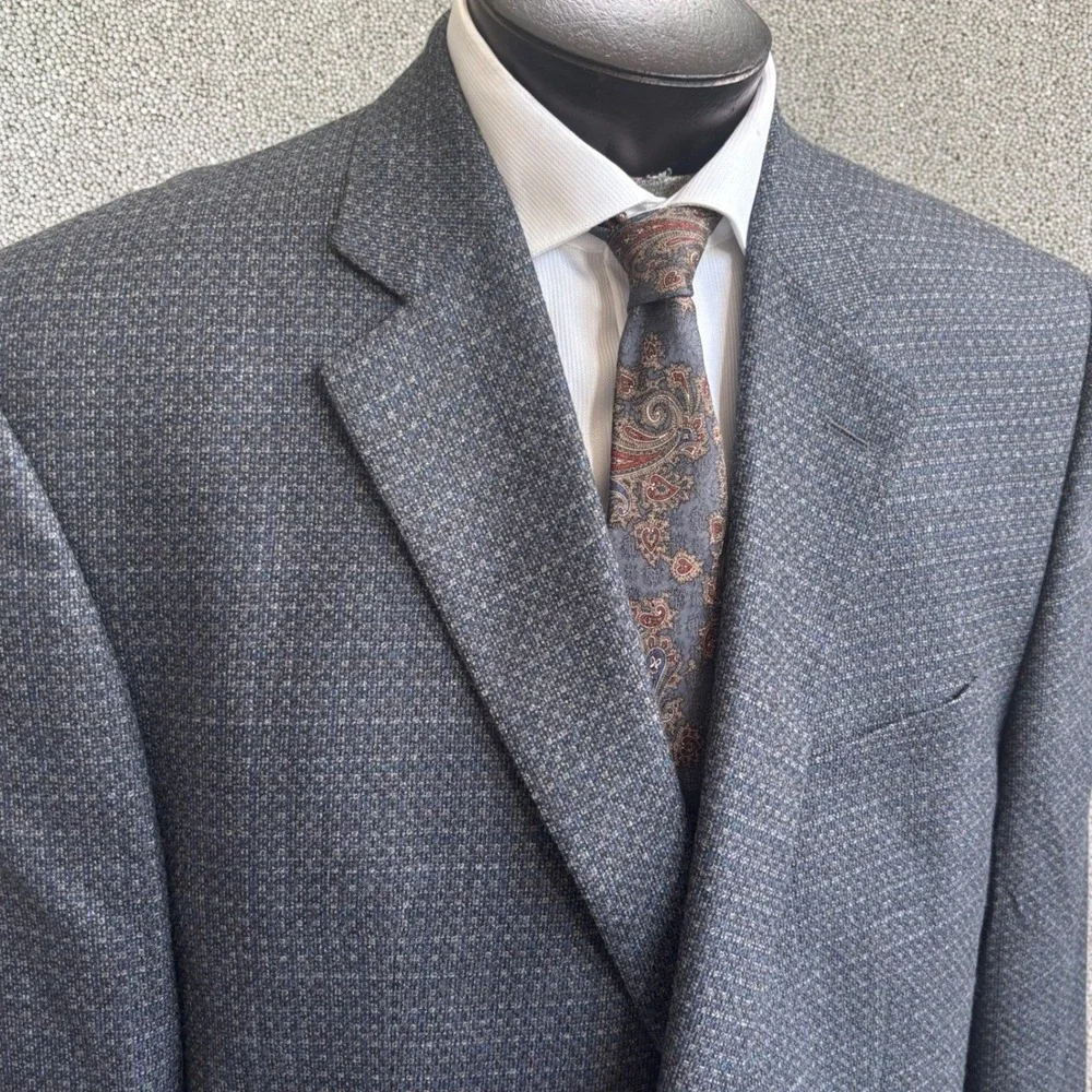 Jack Victor Blazer 48L XTall Blue 100% Wool Italian Fabric Canada Quiet Luxury